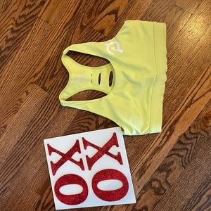 yellow strappy peloton sports bra